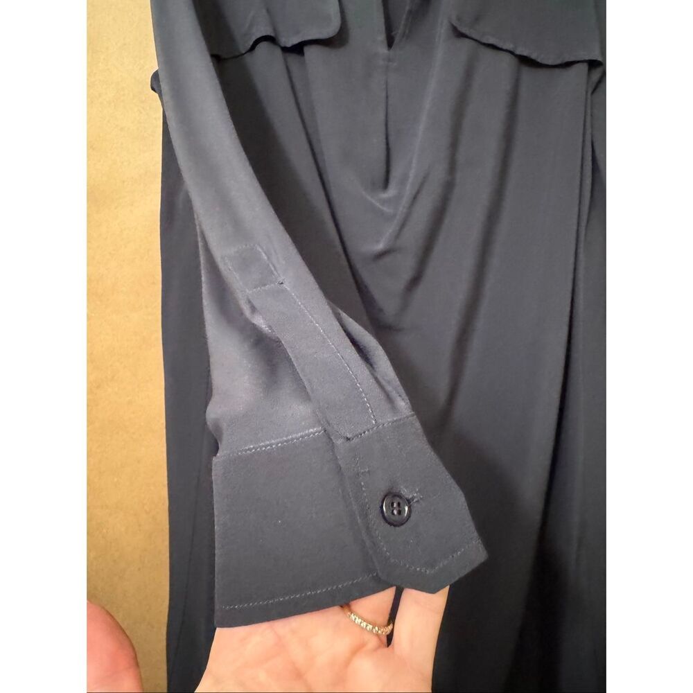 Max Mara 100% Silk Navy Shift Dress Pristine Office, Casual, or Evening. Draped - Picture 3 of 6